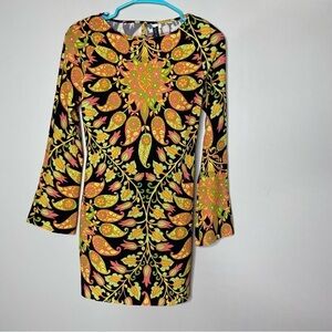 Zara Long Sleeve Abstract Print Dress XS